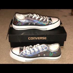 NEVER WORN Shiny Silver Unisex Converse All Star